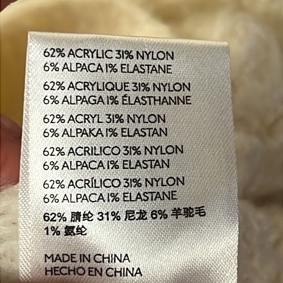 Anthropologie Small Women Cream Cable Knit Sweater High Neck Balloon Sleeve soft - Picture 7 of 8